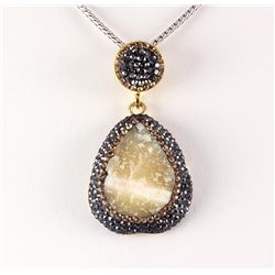 Raw Champagne Druzy Pendant Victorian Design