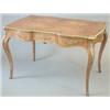 Image 1 : A 19th century French ormolu mounted burr walnut bureau plat with foliate scroll marquetry, serpe...