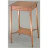 Image 1 : An Edwardian floral painted satinwood occasional table with rectangular top and understage, on sq...
