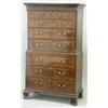 Image 1 : A George III mahogany chest on chest with Greek key and blind fret carved cornice over 2 short an...