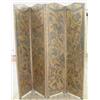 Image 1 : A 17th century painted leather 4 fold dressing screen, decorated with birds among scrolling folia...