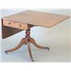 Image 1 : A Regency mahogany Pembroke table with frieze drawer and turned stem on moulded downswept legs, f...