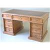 Image 1 : A 19th century French walnut pedestal desk with brown skiver, 3 frieze and 6 pedestal drawers, on...