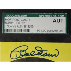 BOBBY DOERR Signed Hall of Fame HOF Plaque Postcard -SGC "A" AUTHENTIC