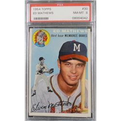 1954 TOPPS BASEBALL #30 EDDIE MATHEWS PSA 8 NM-MT