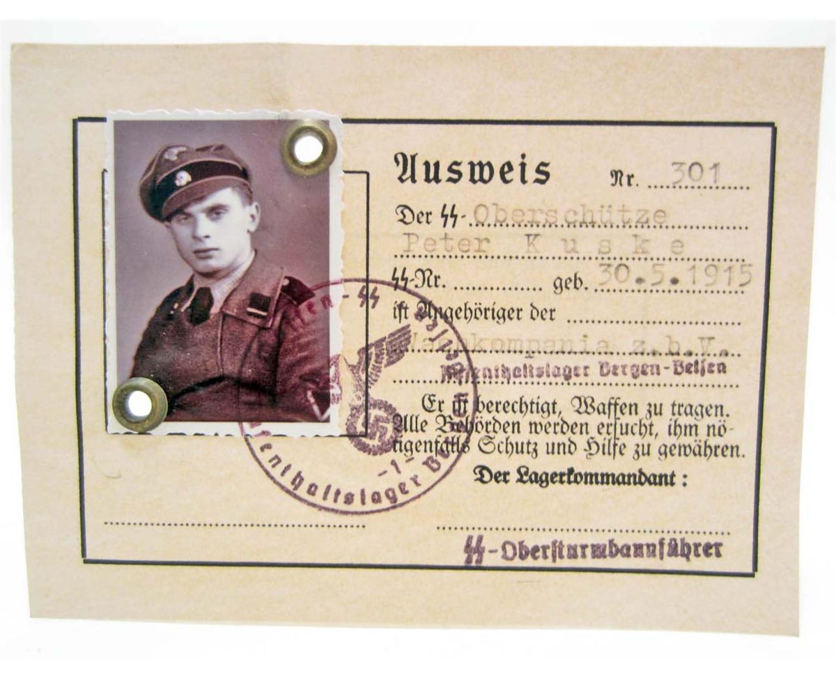 GERMAN NAZI SS ID CARD W/ PHOTO