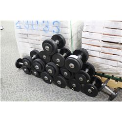 LOT OF ASSORTED DUMBELLS