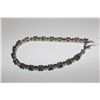 Image 1 : 925 STERLING SILVER NATURAL EMERALD & DIAMOND SET BRACELET.