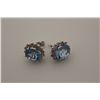 Image 1 : 14KT. WHITE GOLD NATURAL BLUE TOPAZ & NATURAL PINK SAPPHIRE EARRINGS.