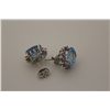 Image 2 : 14KT. WHITE GOLD NATURAL BLUE TOPAZ & NATURAL PINK SAPPHIRE EARRINGS.