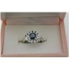 Image 3 : 14KT GOLD WHITE GOLD TEAL BLUE, GREEN & NEAR COLOURLESS DIAMOND DRESS RING.