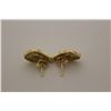 Image 2 : PAIR OF 18 KT YELLOW GOLD DIAMOND SET PEIRCED EARRINGS WITH POSTS AND BUTTERFLIES.