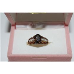 LADIES 14KT. YELLOW GOLD & RHODIUM FINISH NATURAL SMOKEY QUARTZ, NATURAL CITRINE