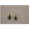 Image 2 : 14KT. YELLOW GOLD NATURAL BLUE SAPPHIRE PIERCED EARRINGS MADE IN AN ANTIQUE