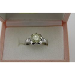 10KT. WHITE GOLD FANCY LIGHT YELLOW & NEAR COLOURLESS DIAMOND SET LADIES DRESS RING.