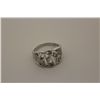 Image 1 : ONE LADIES 14KT. WHITE GOLD DIAMOND SET DRESS RING. FLORAL INSPIRED BAND STYLE