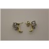 Image 1 : PAIR OF 10KT. YELLOW GOLD & RHODIUM FINISH DIAMOND SET PIERCED EARRINGS.