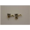 Image 3 : PAIR OF 10KT. YELLOW GOLD & RHODIUM FINISH DIAMOND SET PIERCED EARRINGS.