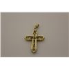 Image 2 : 14KT. YELLOW GOLD DIAMOND SET CROSS PENDANT.