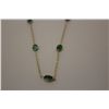 Image 2 : 10 KT. YELLOW GOLD NATURAL EMERALD SET STATION NECKLACE.