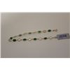 Image 2 : 14 KT. YELLOW GOLD NATURAL EMERALD & WHITE SAPPHIRE STATION DESIGN BRACELET.