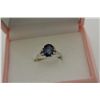 Image 3 : LADIES STERLING SILVER NATURAL BLUE SAPPHIRE DRESS RING.  CLASSIC SOLITAIRE
