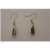 Image 2 : 14KT. YELLOW GOLD DANGLING NATURAL CITRINE QUARTZ AND PINK SAPPHIRE EARRINGS.