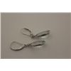 Image 2 : 14KT. WHITE GOLD NATURAL AQUAMARINE AND DIAMOND SET DANGLING EARRINGS.