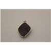 Image 2 : 14 KT. YELLOW GOLD, PURPLE RUBY & DIAMOND SET PENDENT.