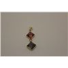 Image 1 : 14 KT. YELLOW GOLD NATURAL PINK & PURPLE TOURMALINE & DIAMOND SET PENDANT.