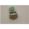 Image 1 : LADIES 14 KT. WHITE GOLD & YELLOW FANCY SAPPHIRE AND DIAMOND SET DRESS RING.