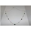 Image 1 : ONE 14KT YELLOW GOLD NATURAL EMERALD AND BLUE SAPPHIE STATION STYLE NECKLACE. CURBED LINK CHAIN