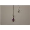 Image 2 : ONE 14KT WHITE GOLD NATURAL PURPLE SAPPHIRE AND DIAMOND SET PENDANT. ROUND BRILLANT CUT DIAMOND, 1