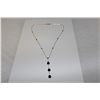 Image 1 : ONE 10KT YELLOW GOLD  NATURAL BLUE SAPPHIRE CHOKER LENGTH NECKLACE. 7 BLUE SAPPHIRES ROUND, 3 PEAR