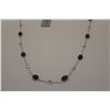 Image 2 : ONE 10KT WHITE GOLD NATURAL BLUE AND WHITE SAPPHIRE STATION STYLE NECKLACE. 46CM LONG CHAIN, 7 OVAL