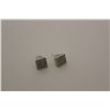 Image 1 : ONE PAIR OF 10KT WHITE GOLD DIAMOND PAVE SET EARRINGS. SQUARE SHAPED DESIGN 6.75X6.75MM