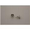 Image 2 : ONE PAIR OF 10KT WHITE GOLD DIAMOND PAVE SET EARRINGS. SQUARE SHAPED DESIGN 6.75X6.75MM