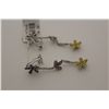 Image 2 : ONE PAIR OF 14KT WHITE GOLD, ROSE AND YELLOW GOLD FINISH DANGLING SAPPHIRE AND DIAMOND SET