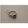 Image 1 : ONE LADIES STERLING SILVER AND YELLOW GOLD PLATED NATURAL AMETHYST DRESS RING. CONTEMPORARY