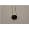 Image 2 : ONE 14KT WHITE GOLD RUBY SLIDER STYLE PENDANT. CLASSIC OVAL SHAPED BEZEL SET DESIGN. ONE OVAL MIXED