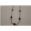 Image 2 : ONE 10KT WHITE GOLD MULTI COLOUR NATURAL TOURMALINE NECKLACE. 6 OVAL GREEN TOURMALINES. 4 OVAL PINK