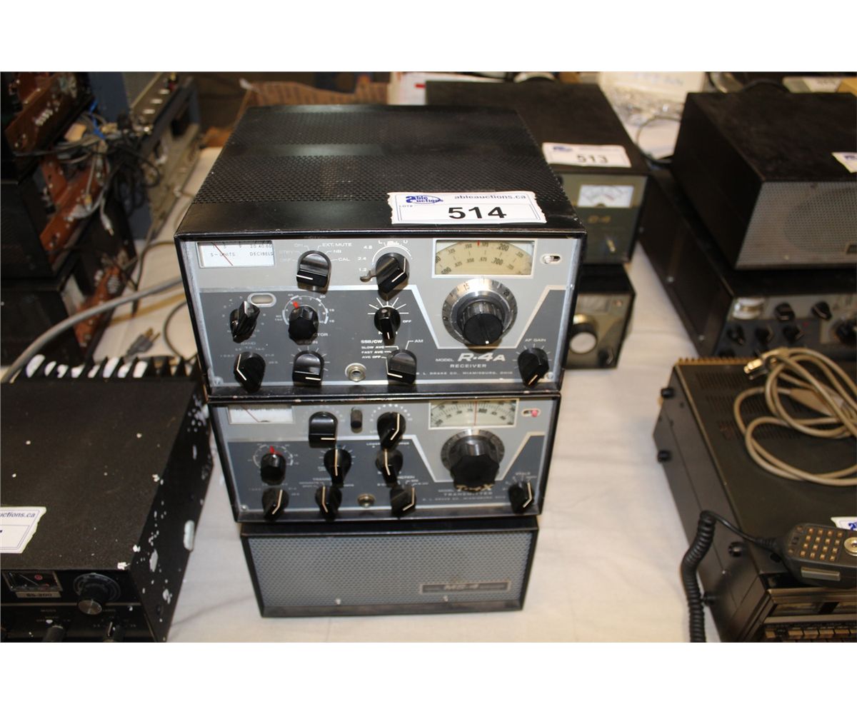 DRAKE T-4X TRANSMITTER AND DRAKE R-4A RECEIVER PLUS DRAKE MS-4 SPEAKER