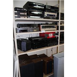 BAY OF ASSORTED VINTAGE ELECTRONICS FEATURING 300 DVD CHANGERS, PIONEER QUADRAPHONIC RECEIVER