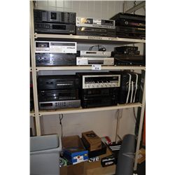 BAY OF ASSORTED VINTAGE ELECTRONICS FEATURING VARIOUS AUDIO EQUIPMENT INCLUDING MARANTZ, NAKAMICHI