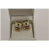 Image 1 : ONE PAIR OF 14KT YELLOW GOLD AND RHODIUM FINISH NATURAL EMERALD, DIAMOND, BLUE SAPPHIRE AND RUBY