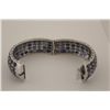 Image 2 : ONE STERLING SILVER NATURAL BLUE SAPPHIRE BANGLE STYL BRACELET. SET WITH ONE HUNDRED AND FIFTY OVAL