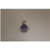 Image 1 : ONE 14KT WHITE GOLD NATURAL TANZANITE AND DIAMOND SET PENDANT. BEZEL SET WITH ONE ROUND MIXED CUT