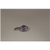 Image 2 : ONE 14KT WHITE GOLD NATURAL TANZANITE AND DIAMOND SET PENDANT. BEZEL SET WITH ONE ROUND MIXED CUT