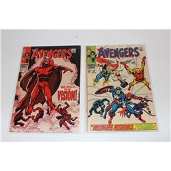 AVENGERS #57 & 58 (1968) KEY ISSUES -1ST & 2ND APP./ORIGIN VISION. LOWER MID TO MID GRADE AVG, FLAT