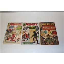 AVENGERS #6, 8 & 9 (1964) #9- 1ST APP & DEATH WONDER MAN. #6 & 9 LOW GRADE, COVER DETACHED. #8